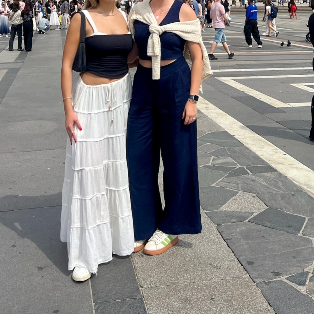 Stylish Navy Jumpsuit with White Accents